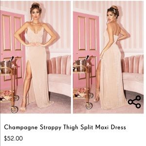{PrettyLittleThing} Champagne Maxi Dress